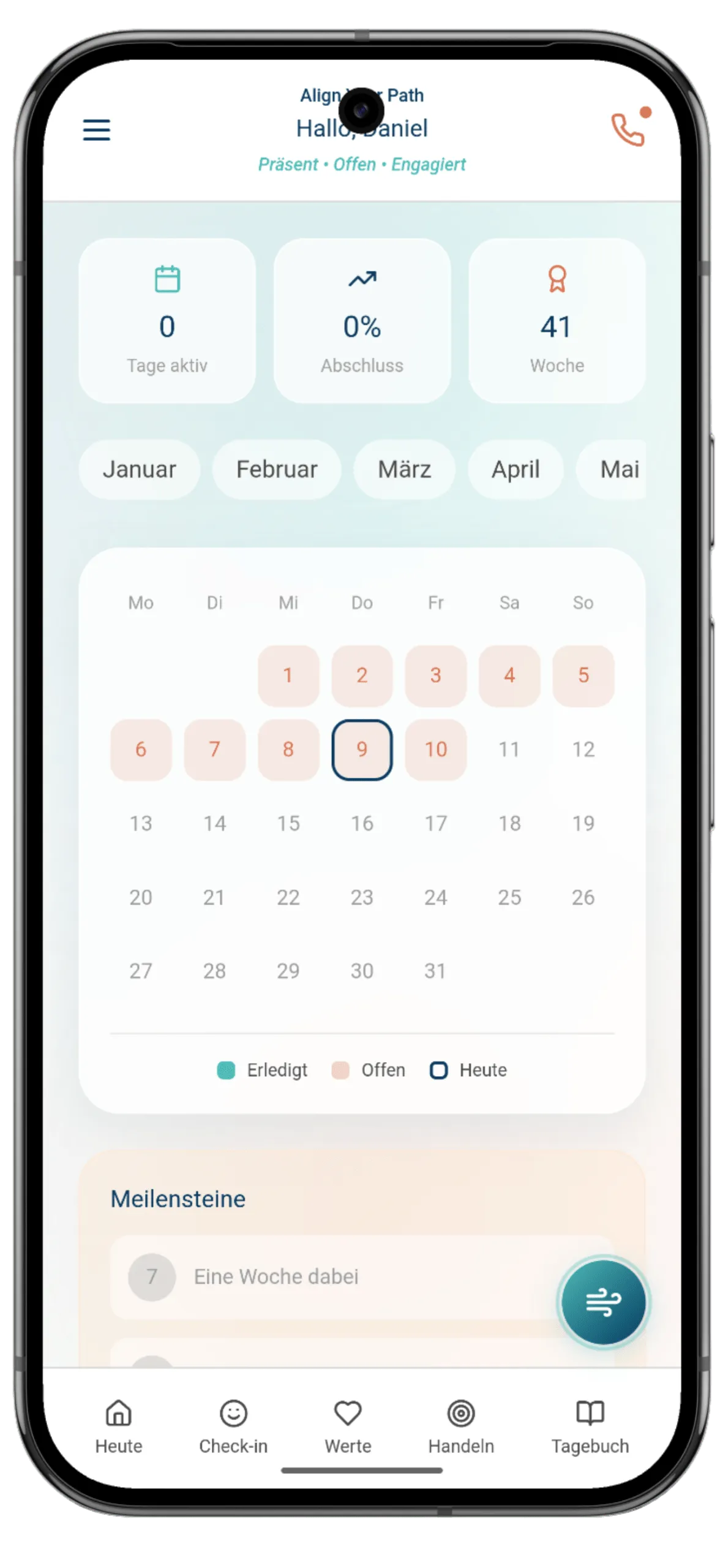 Screenshot der App: 365-Tage-Programm