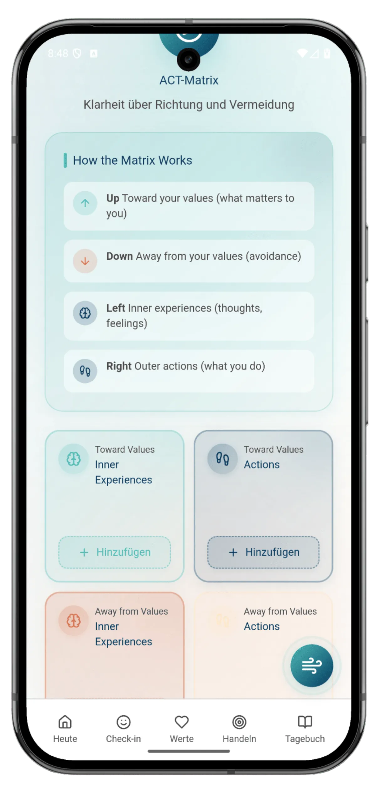 Screenshot der App: ACT-Matrix