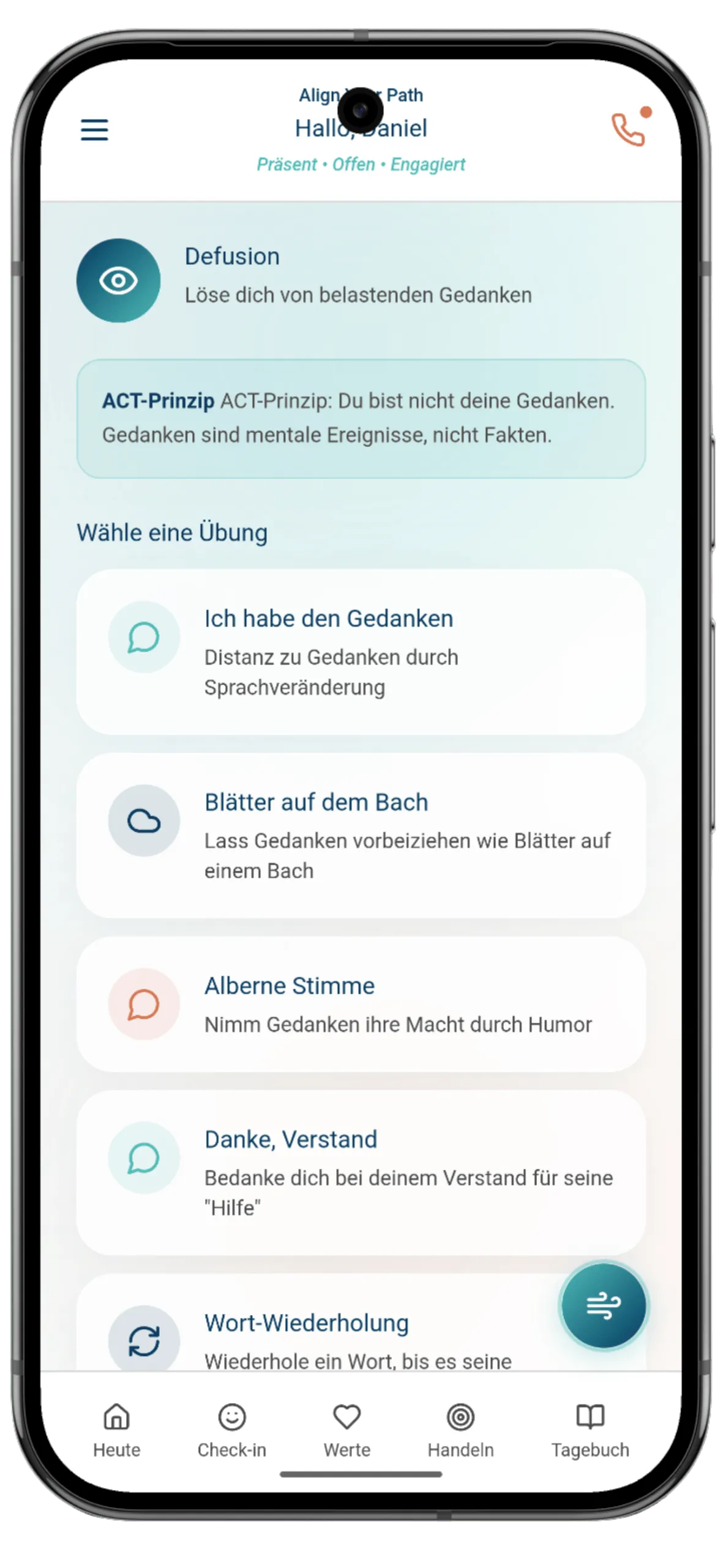 Screenshot der App: Defusion