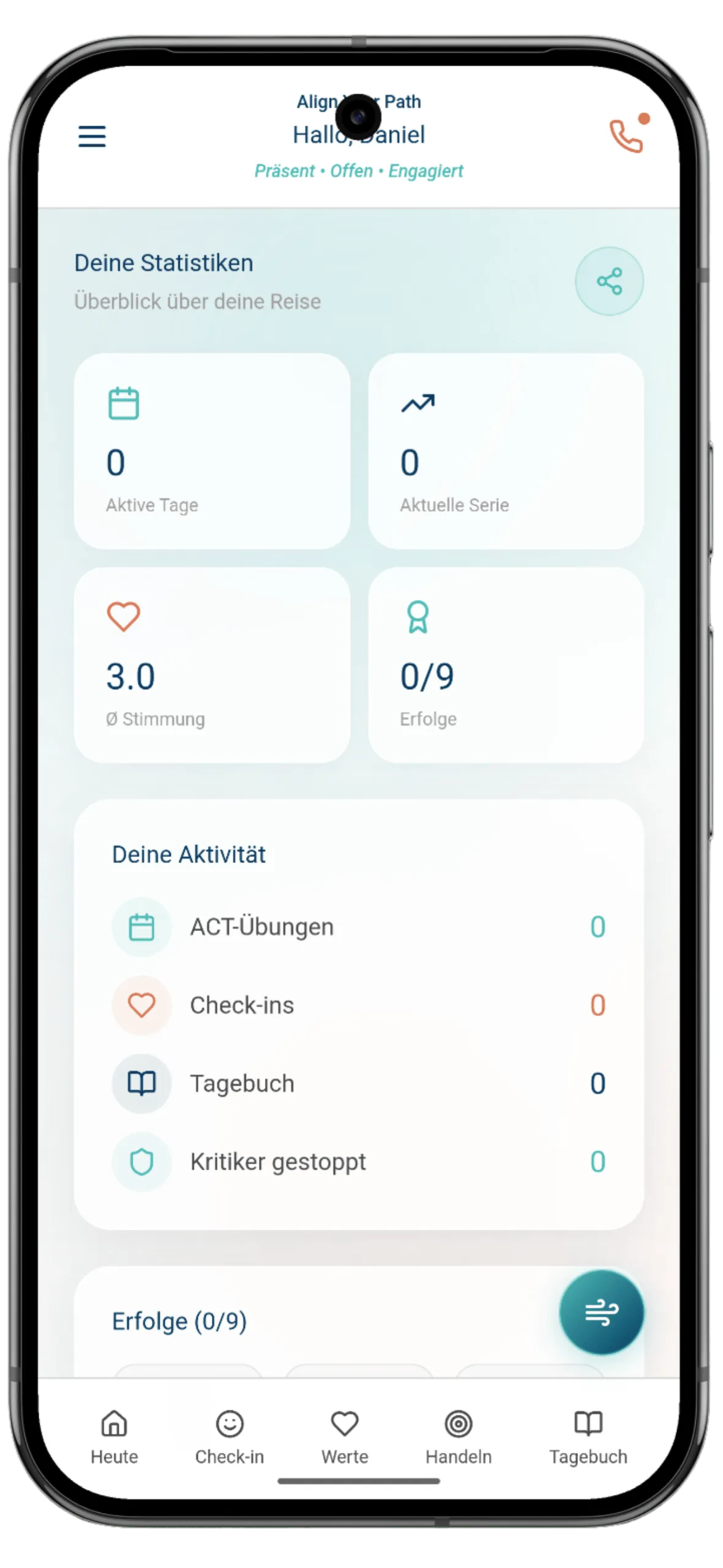 Screenshot der App: Statistiken